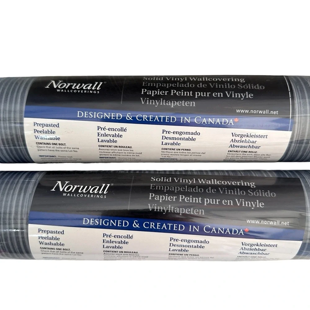 2 Rolls Norwall Pre-pasted Solid Vinyl Wallcovering Stripped 56.4 sq. ft